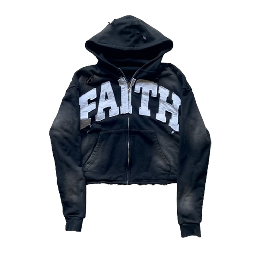 Faith Distressed Zip Up