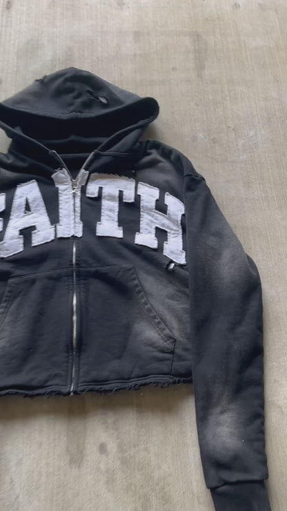 Faith Distressed Zip Up